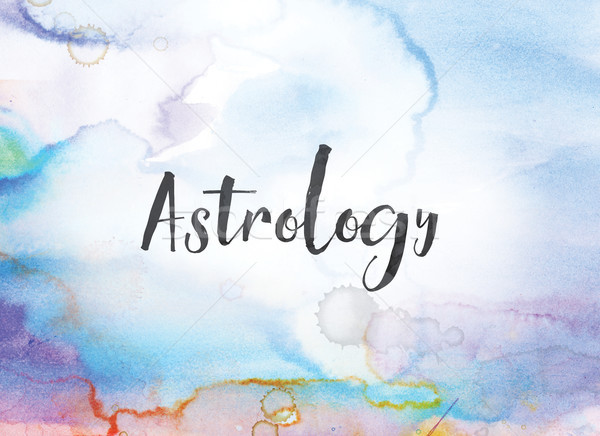 Astrologia akwarela atramentu malarstwo słowo napisany Zdjęcia stock © enterlinedesign