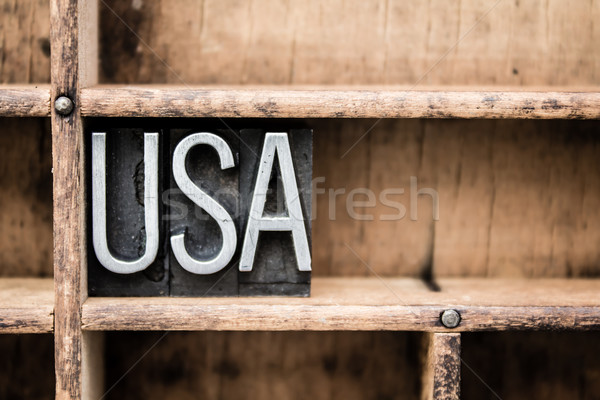 USA vintage typu szuflada słowo Zdjęcia stock © enterlinedesign