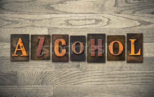 Alcohol houten woord geschreven vintage Stockfoto © enterlinedesign