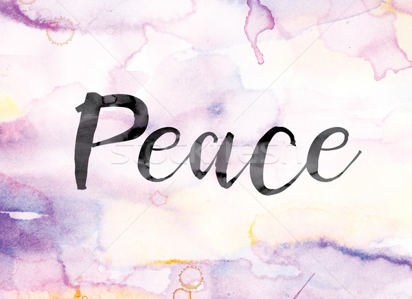 Peace Colorful Watercolor and Ink Word Art Stock photo © enterlinedesign