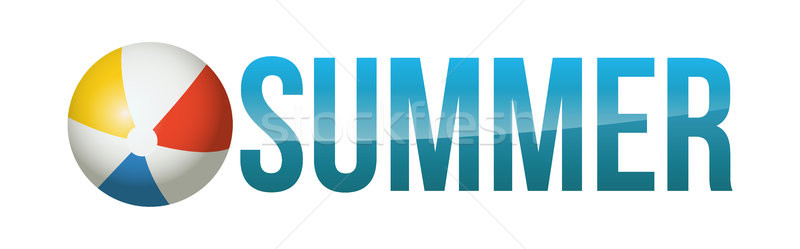 Nyár szó művészet illusztráció strandlabda vektor Stock fotó © enterlinedesign