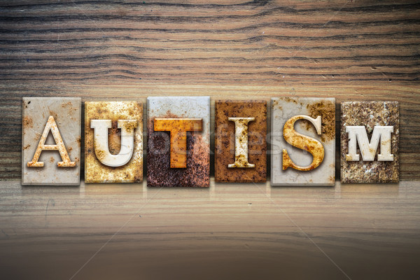 Autizmus magasnyomás szó írott rozsdás fém Stock fotó © enterlinedesign