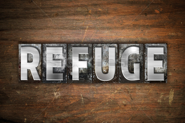 Refuge Concept Metal Letterpress Type Stock photo © enterlinedesign