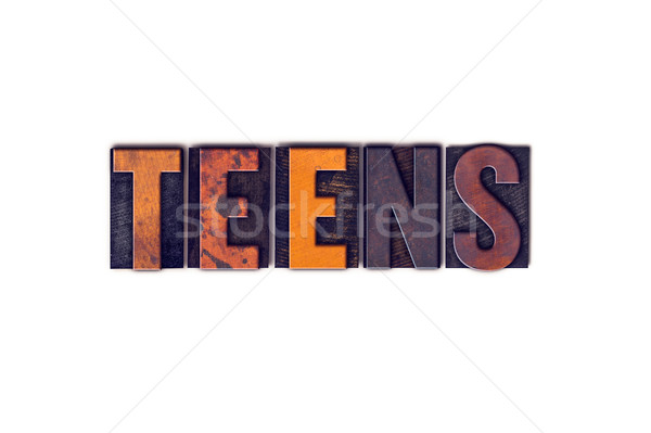 Stock foto: Teens · isoliert · Buchdruck · Typ · Wort · geschrieben