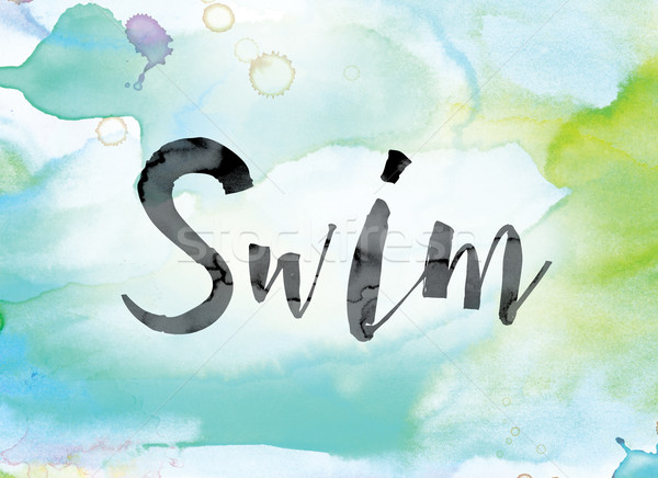 Stok fotoğraf: Yüzmek · renkli · suluboya · mürekkep · kelime · sanat