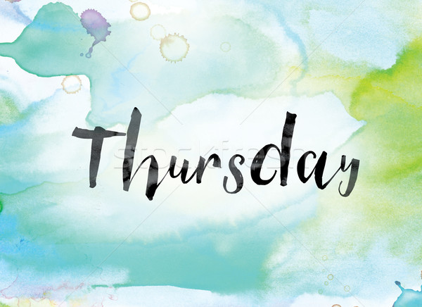 Thursday Colorful Watercolor and Ink Word Art Stock photo © enterlinedesign