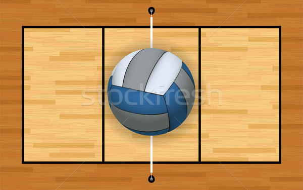 Volleybal rechter illustratie luchtfoto hardhout net Stockfoto © enterlinedesign