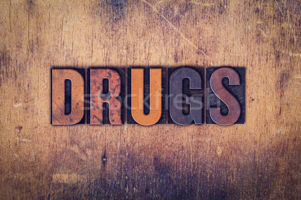 Ilaçlar ahşap tip kelime yazılı Stok fotoğraf © enterlinedesign