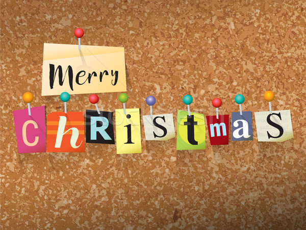 Merry Christmas Pinned Paper Concept Illustration Stock photo © enterlinedesign