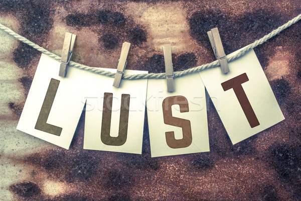 Stock photo: Lust Concept Pinned Stamped Cards on Twine Theme