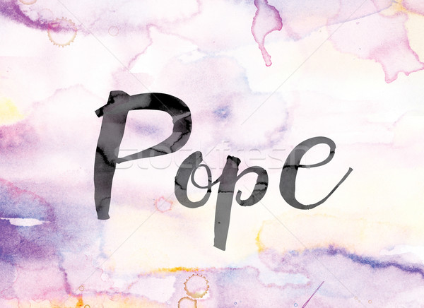 Pope Colorful Watercolor and Ink Word Art Stock photo © enterlinedesign