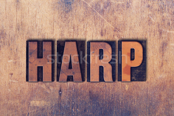 Foto stock: Harpa · palavra · madeira · escrito · vintage