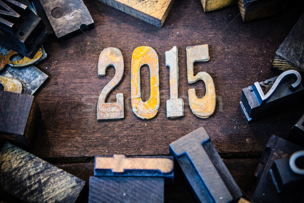 [[stock_photo]]: 2015 · bois · métal · lettres · année
