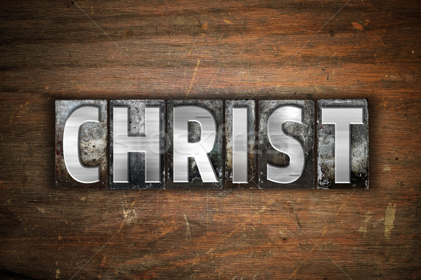 Cristo metal tipo palabra escrito Foto stock © enterlinedesign