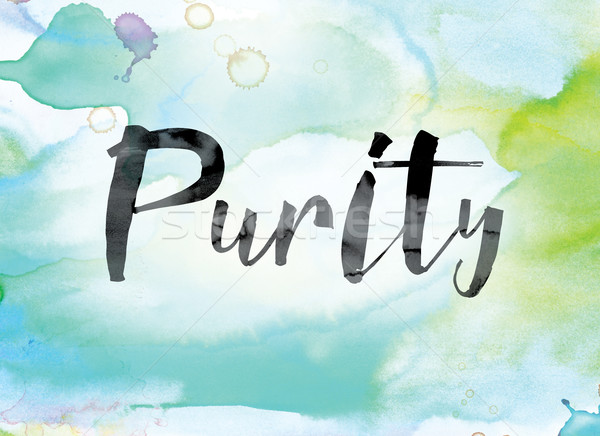 Purity Colorful Watercolor and Ink Word Art Stock photo © enterlinedesign