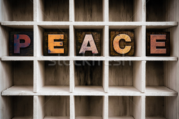 Peace Concept Wooden Letterpress Type in Drawer Stock photo © enterlinedesign