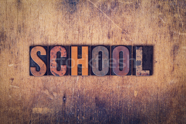 School Concept Wooden Letterpress Type Stock photo © enterlinedesign