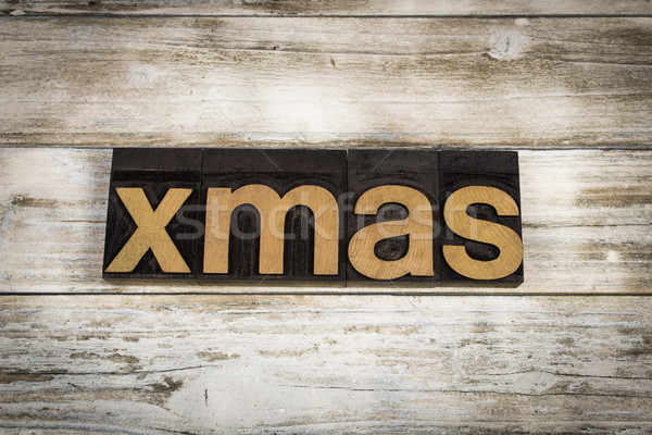 Stockfoto: Kerstmis · woord · houten · geschreven · type