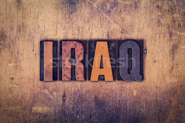 Irak fából készült magasnyomás szó írott Stock fotó © enterlinedesign