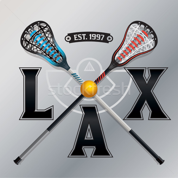Lacrosse emblema ilustração esportes bola vetor Foto stock © enterlinedesign