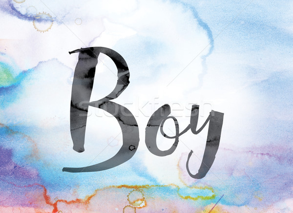Boy Colorful Watercolor and Ink Word Art Stock photo © enterlinedesign