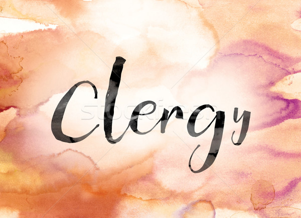 Clergy Colorful Watercolor and Ink Word Art Stock photo © enterlinedesign