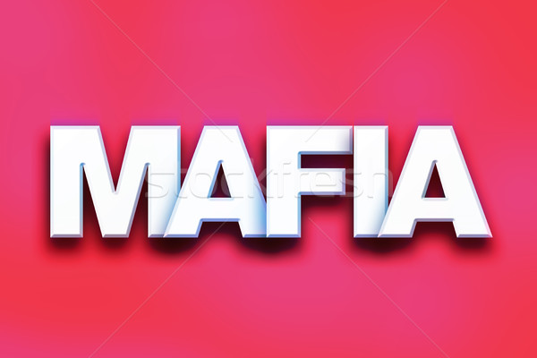 Mafia kolorowy słowo sztuki napisany biały Zdjęcia stock © enterlinedesign
