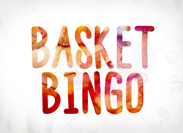 Mand bingo geschilderd aquarel woord kunst Stockfoto © enterlinedesign