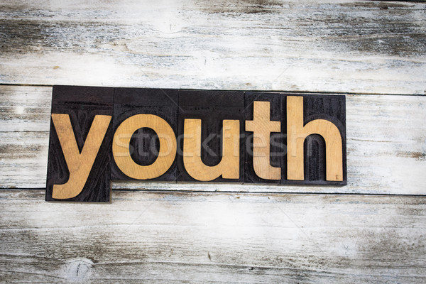 Youth Letterpress Word on Wooden Background Stock photo © enterlinedesign