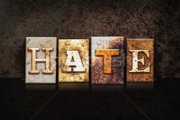 Hate Letterpress Concept on Dark Background Stock photo © enterlinedesign