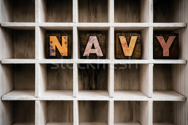 Navy Concept Wooden Letterpress Type in Drawer Stock photo © enterlinedesign