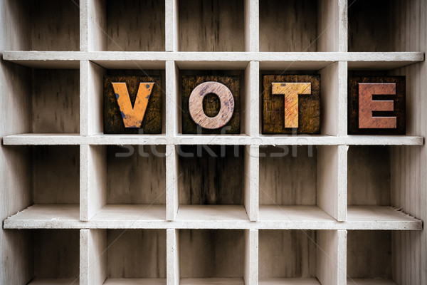 голосования тип выдвижной ящик слово Сток-фото © enterlinedesign