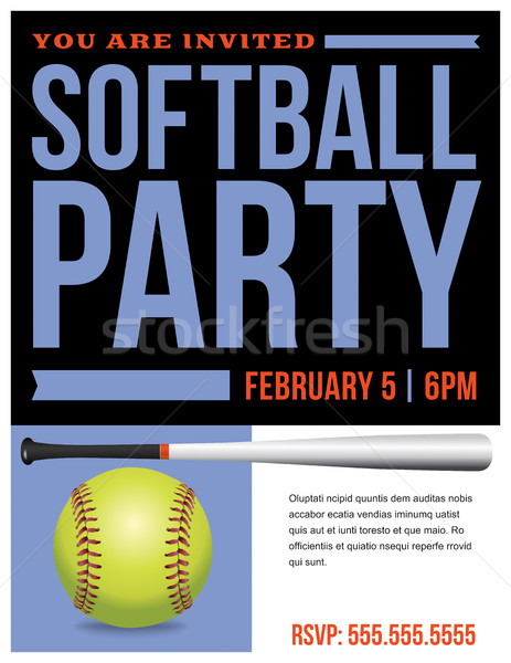 Softball Party Flyer Invitation Illustration Stock photo © enterlinedesign