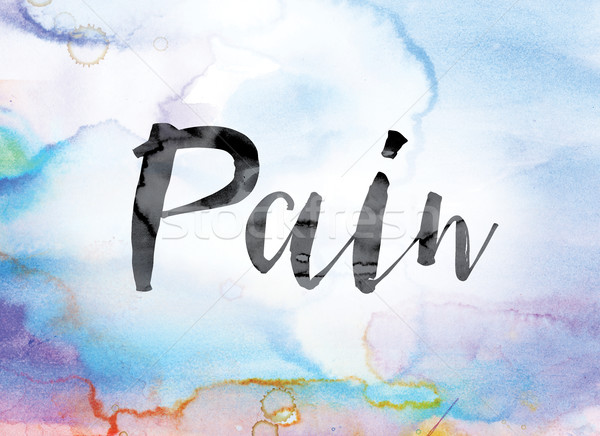 Pain Colorful Watercolor and Ink Word Art Stock photo © enterlinedesign
