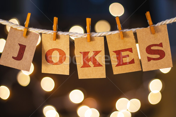 Jokes Concept Clipped Cards and Lights Stock photo © enterlinedesign
