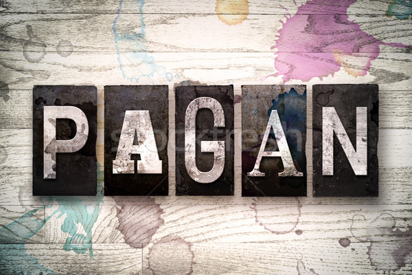 Pagan Concept Metal Letterpress Type Stock photo © enterlinedesign