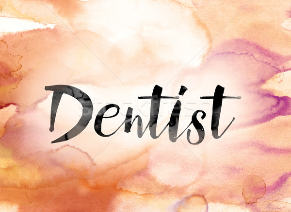 Dentist Colorful Watercolor and Ink Word Art Stock photo © enterlinedesign