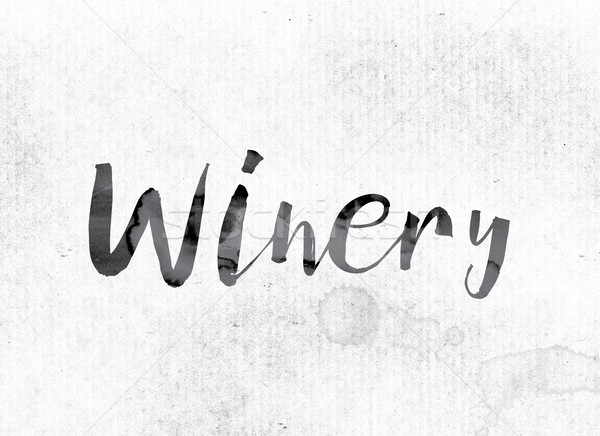 şaraphane boyalı mürekkep kelime suluboya beyaz Stok fotoğraf © enterlinedesign