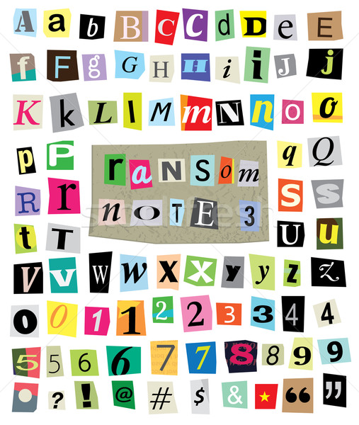 Vector Ransom Note #3- Cut Paper Letters, Numbers, Symbols Stock photo © enterlinedesign