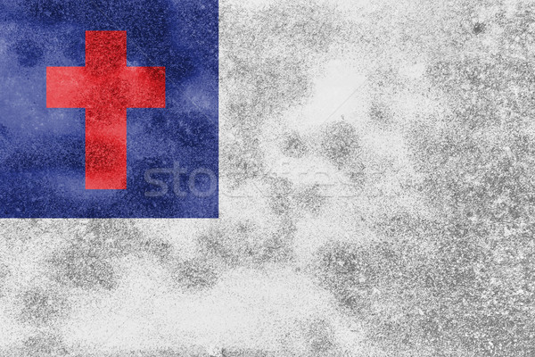 Stock photo: Worn Christian Grunge Flag Background