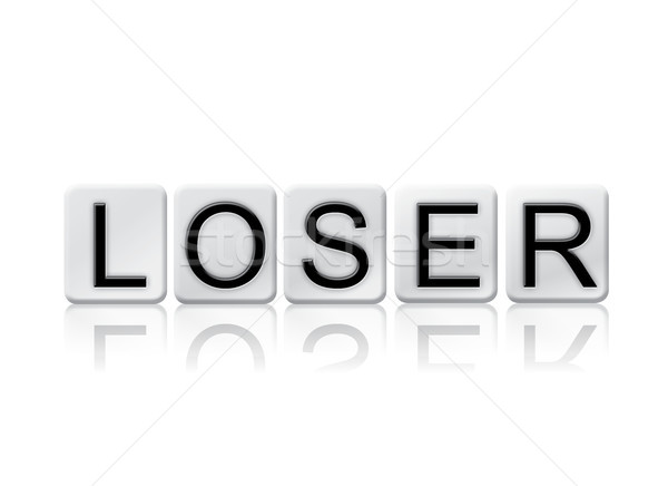 Verlierer gefliesten Wort isoliert weiß geschrieben Stock foto © enterlinedesign