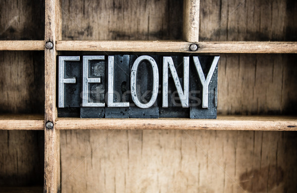 Felony Concept Metal Letterpress Word in Drawer Stock photo © enterlinedesign