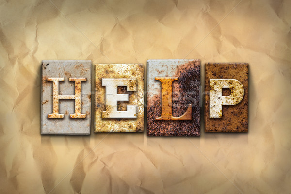 Stock photo: Help Concept Rusted Metal Type