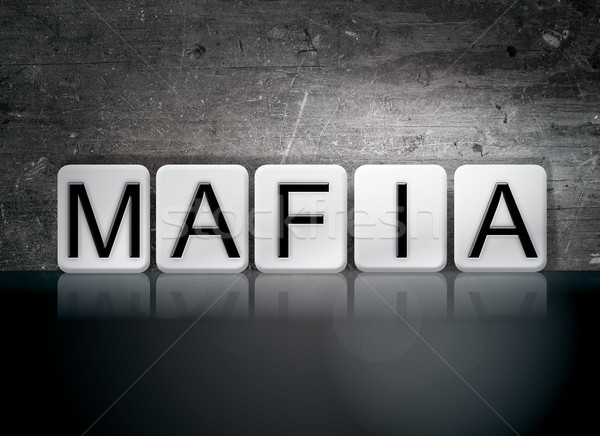 Mafia azulejos cartas palabra escrito blanco Foto stock © enterlinedesign