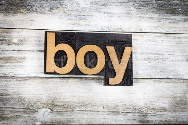 Boy Letterpress Word on Wooden Background Stock photo © enterlinedesign