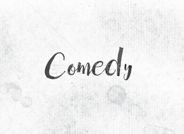 Comedie vopsit cerneală cuvant negru acuarela Imagine de stoc © enterlinedesign