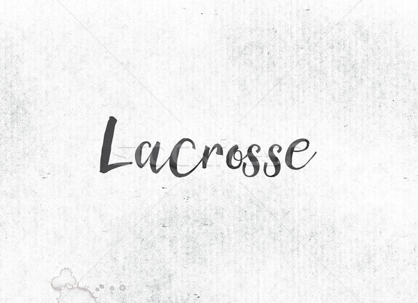 Lacrosse pintado tinta palabra negro acuarela Foto stock © enterlinedesign