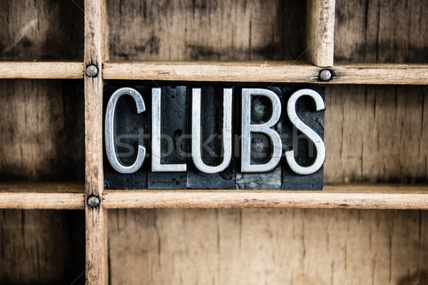Stock photo: Clubs Concept Metal Letterpress Word in Drawer