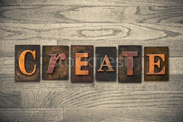 Create Wooden Letterpress Theme Stock photo © enterlinedesign