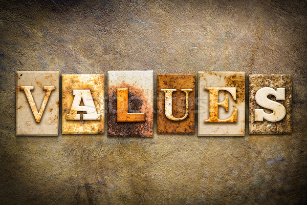 Values Concept Letterpress Leather Theme Stock photo © enterlinedesign